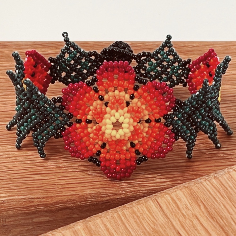 Indigenous Native American Handmade Artisan Beaded Flower Bracelet